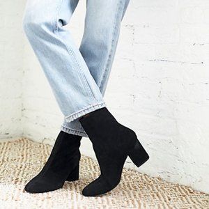 Free People Cecile Black Suede Block Heel Boots
